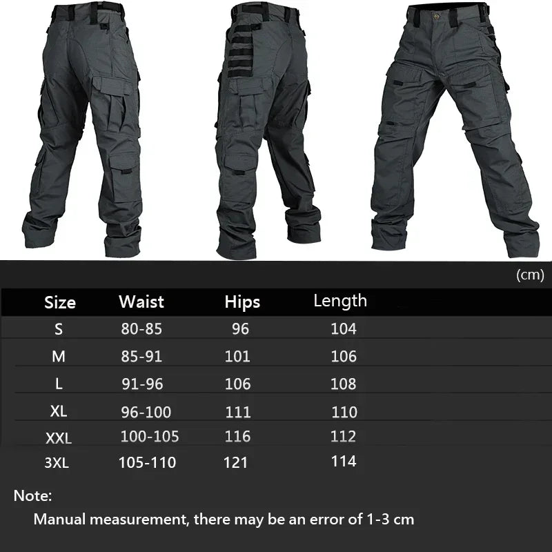 Men Tactical Cargo Pants Hunting Hiking Trousers Men's Wear-Resistant Hiking Work Trousers Multi-Pocket Outdoor Pants