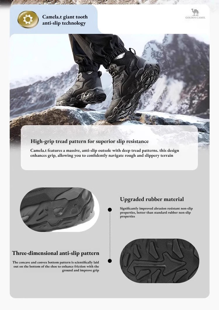 Golden Camel Men's Outdoor Hiking Boots High-Top Lace-Up Non-slip Sports Casual Trekking Boot 2025 Winter Suede Warm Women Shoes