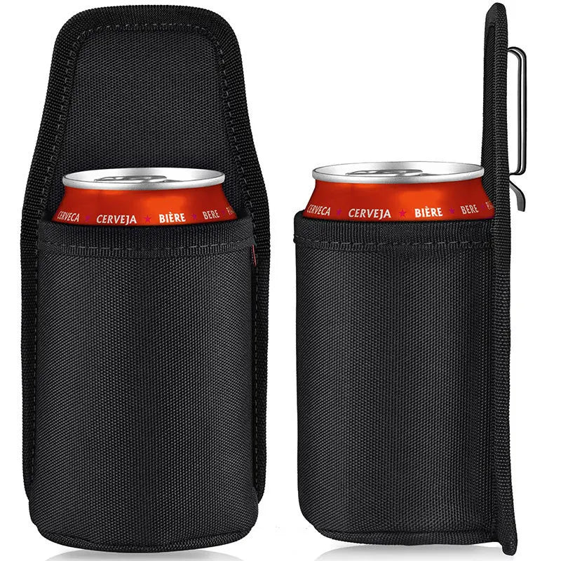 Portable Belt Drink Can Pouch Beer Holster Water Bottle Holder with Metal Belt Clip Soda Can Carry Holster for Hiking Camping