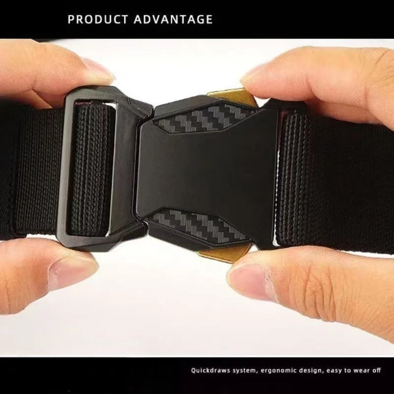 Canvas Tactical Belt Men's Automatic Buckle Quick Release Military Belt Casual Outdoor Training Workwear Pants Waist Belt