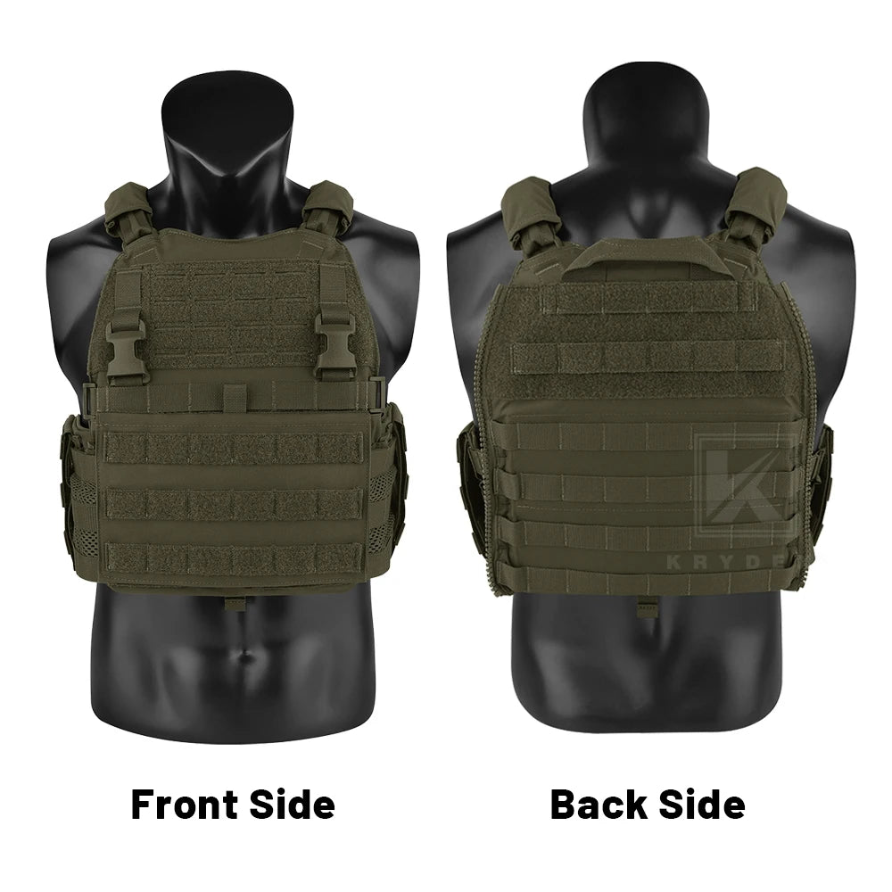 KRYDEX Tactical Modular Men's Vest MOLLE Heavy Duty SCARAB Plate Carrier Vest With Side Pouch For Airsoft Paintball Hunting