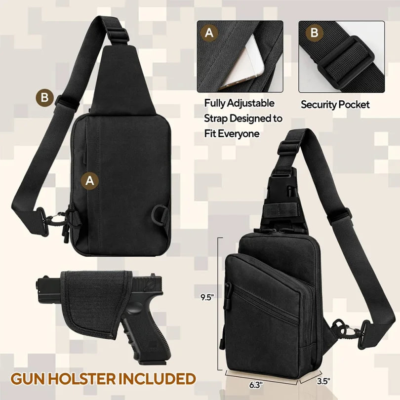 Tactical Sling Bag Concealed Carry Crossbody Gun Bag Qiuck Access Pistol Bag EDC Shoulder Chest Pack Range Bags Fanny Pack