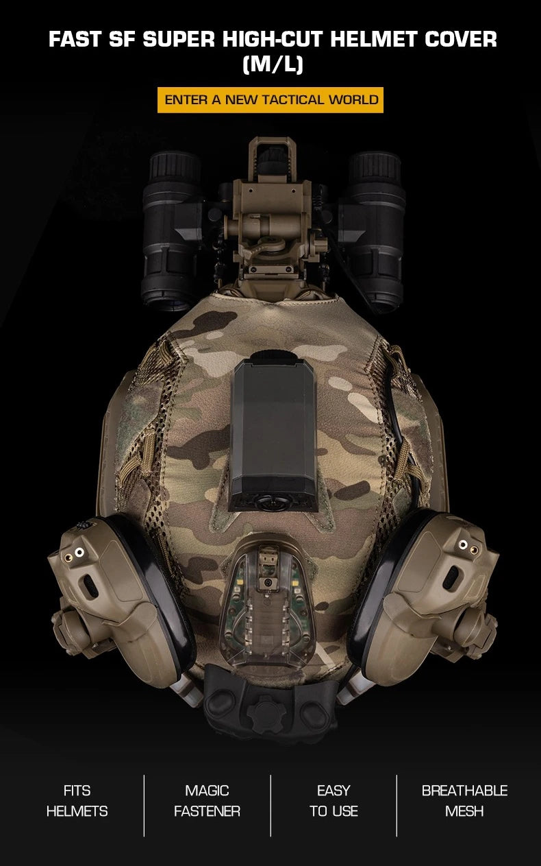 Tactical FAST SF Super High Cut Helmet Cover, M-sized Universal Helmet Cover, Combat Equipment FAST SF Helmet Accessories