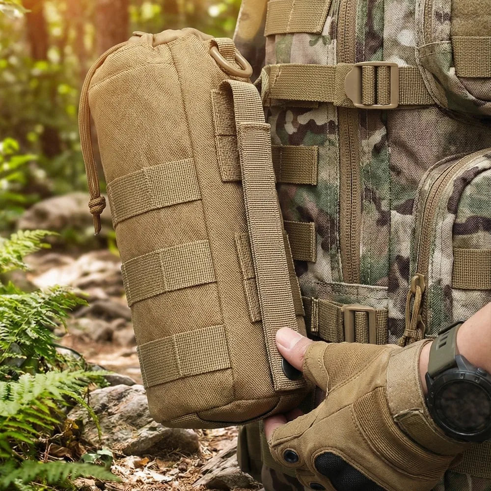 New MOLLE Tactical Water Bottle Holder 600D Nylon Drawstring Water Bottle Pouch for Outdoor Hunting Hiking Camping,6 Colors