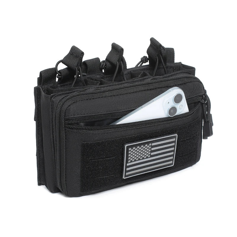 Tactical Molle Pouch with Triple Magazine Pouch Open-Top Mag Pouches Universal Cartridge Holder Accessories Bag