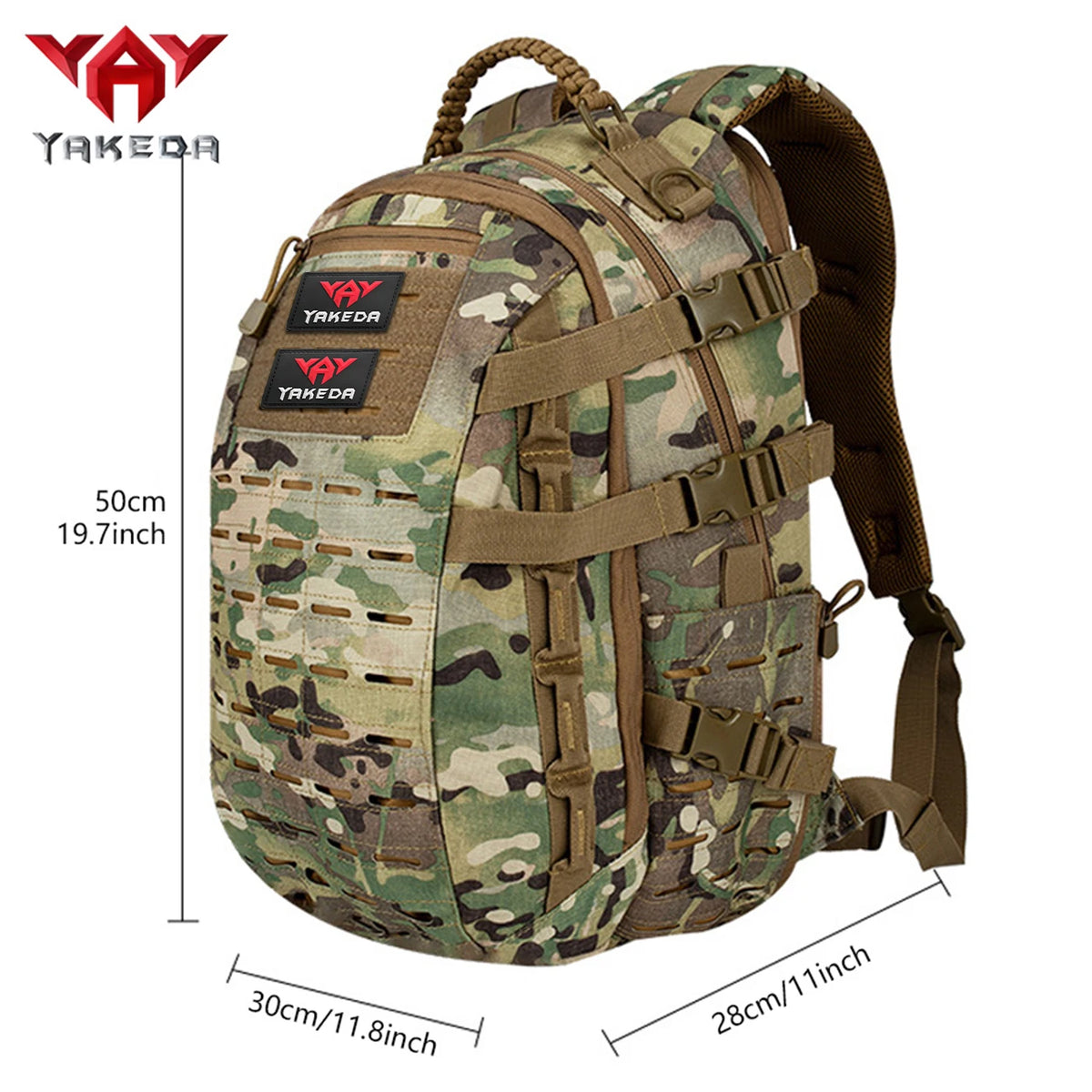 YAKEDA Multi layer Large Capacity Backpack Laser MOLLE with Handle Multi channel Adjustable Strap and Quick Release Buckle