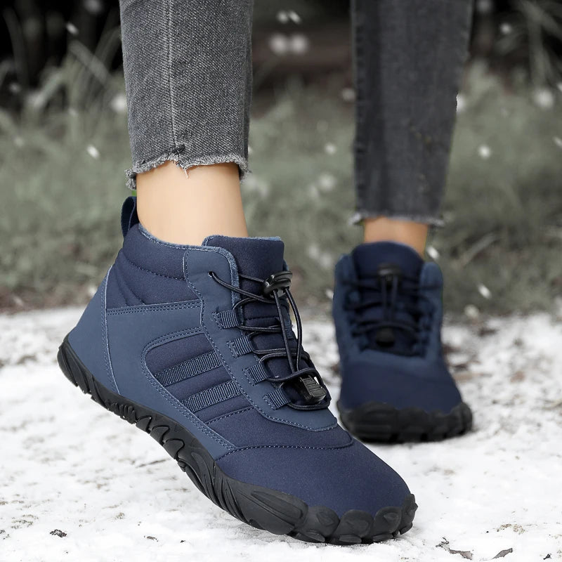 2024 Snow Boots Waterproof Men Winter Shoes Barefoot Ankle Boots Couple Snow Shoes Outdoor Hiking Shoes Fur Warm Plush Boots