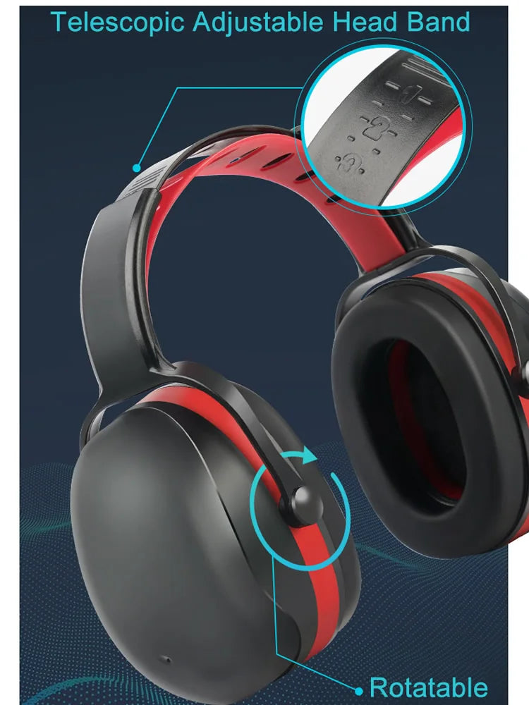Adjustable Anti-Noise Safety Earmuffs SNR-35dB Noise Reduction Ear Protector For Work Study Shooting Woodwork Hearing Protection