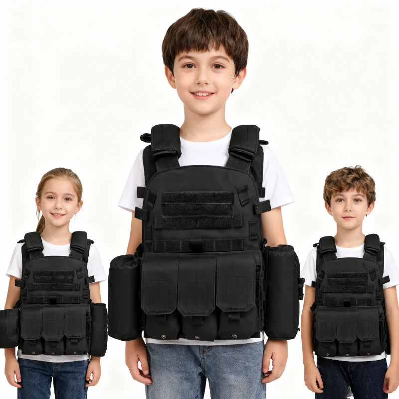 Nylon Gear Tactical Vest Body Protection Hunting Carrier Children Accessories 6094 Pouch Training Camping Kid Camo Vest