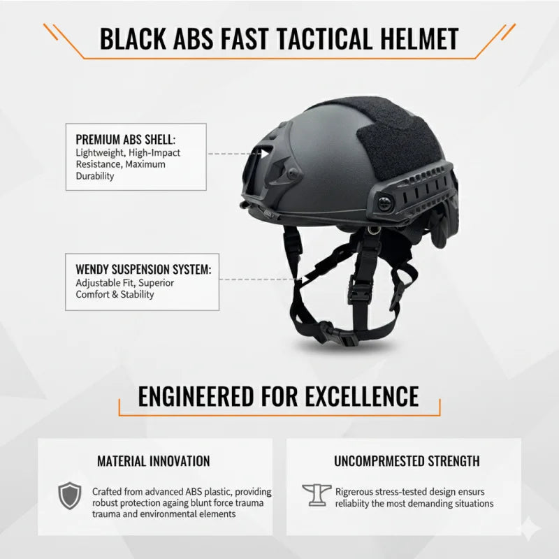 FAST Helmet ABS Lightweight with Adjustable Suspension & Dial for Cycling, Airsoft, Tactical Training