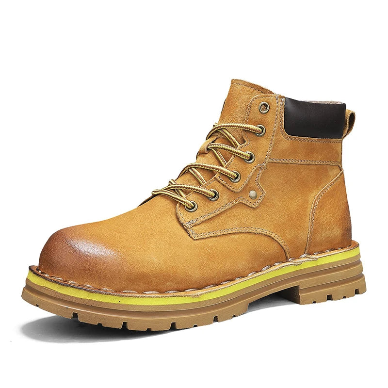 High Quality Outdoor Mens Motorcycle Boots Four Season High Top Shoes Stylish Comfortable Ankle Boots Non Slip Male Casual Botas