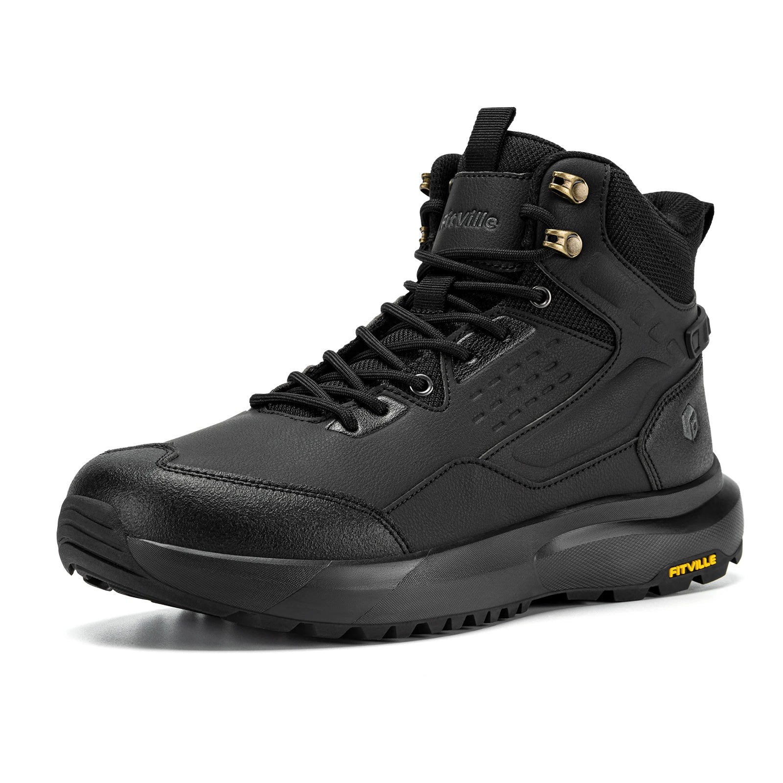 FitVille Men's Boots Water Resistant Extra Wide Toe High-top Hiking Shoes for Men Non-Slip Outdoor Tactical Combat Military Boot