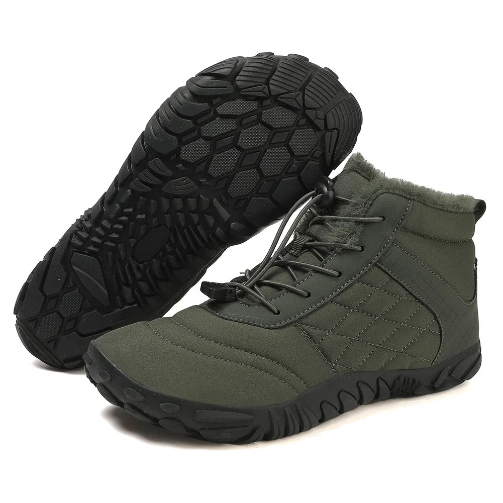 Barefoot Snow Boots Minimalist Ankle Boots Anti Slip Casual Winter Booties Thermal Trail Running Shoes Plush for Outdoor Travel
