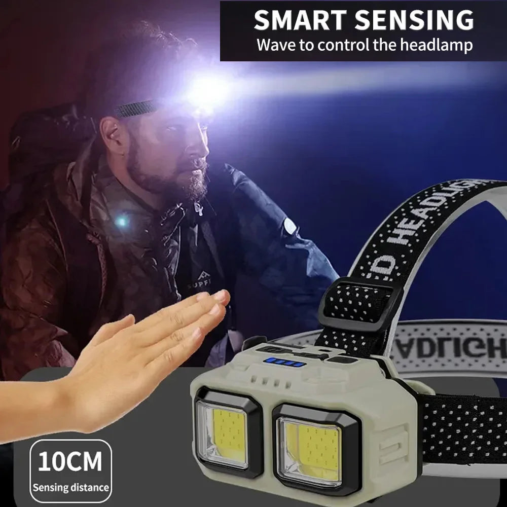 Tactical FAST MICH NVG Helmet Light Red Signal Light Sensor Headlamp  USB Charging Headlight For Outdoor Camping Fishing