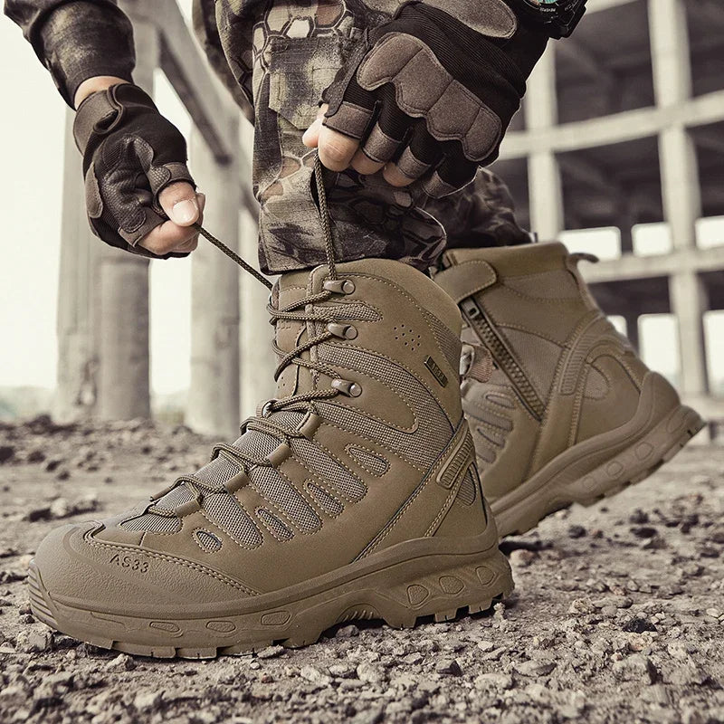 Men Tactical Boots Lace Up Brand Military Ankle Hiking Shoes Desert Work Army Boot Waterproof Size Plus Unisex Climbing Shoes