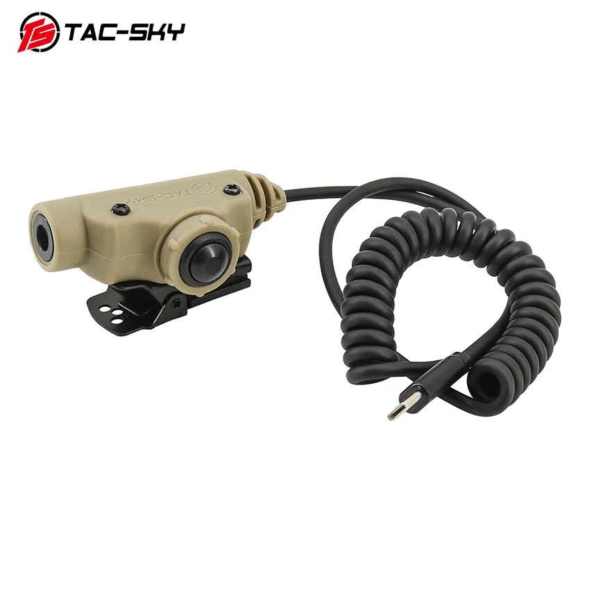 TS TAC-SKY Tactical Headset Accessory PTT Adapter U94 V2 PTT with Type-C Plug Compatible with Apple 16, 17 and Samsung phones