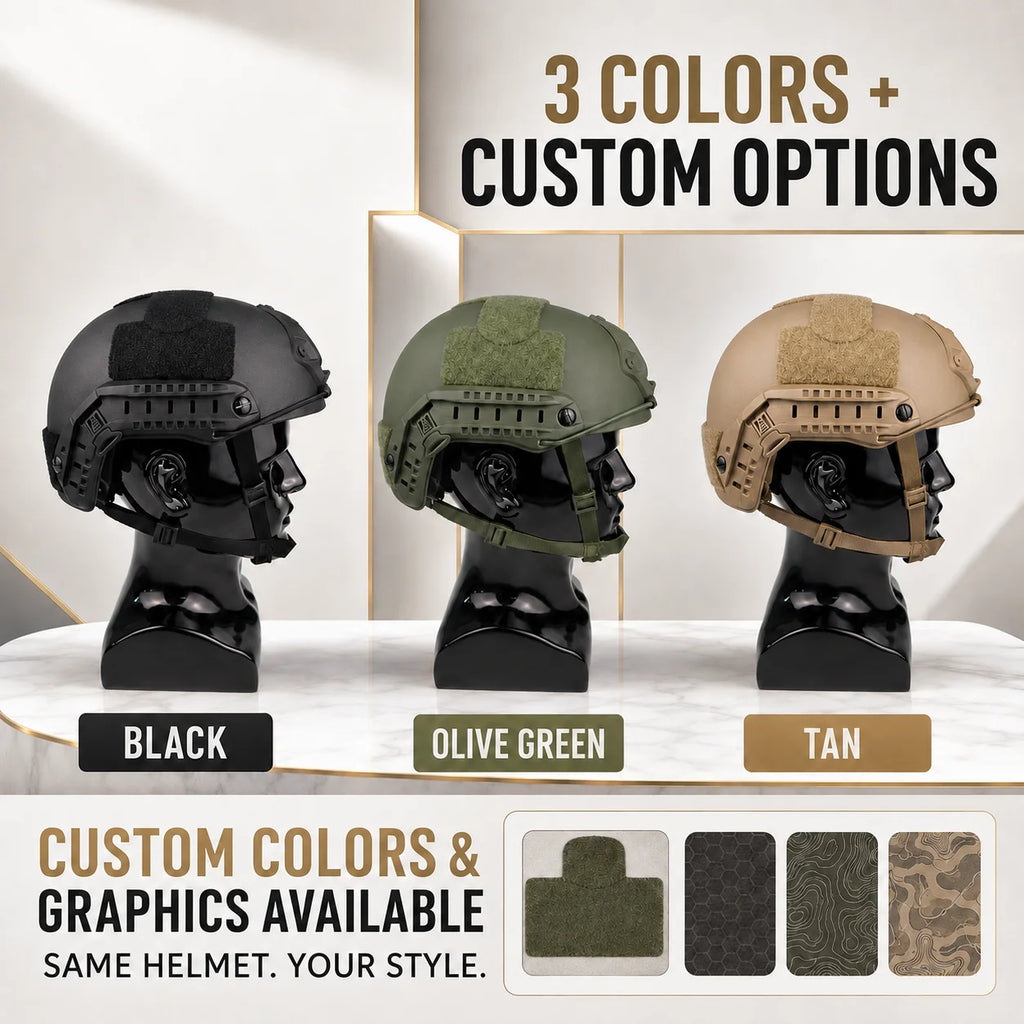 ABS FAST Style Outdoor Sports Helmet Lightweight Headgear with Adjustable Inner Liner Side Rail for Training