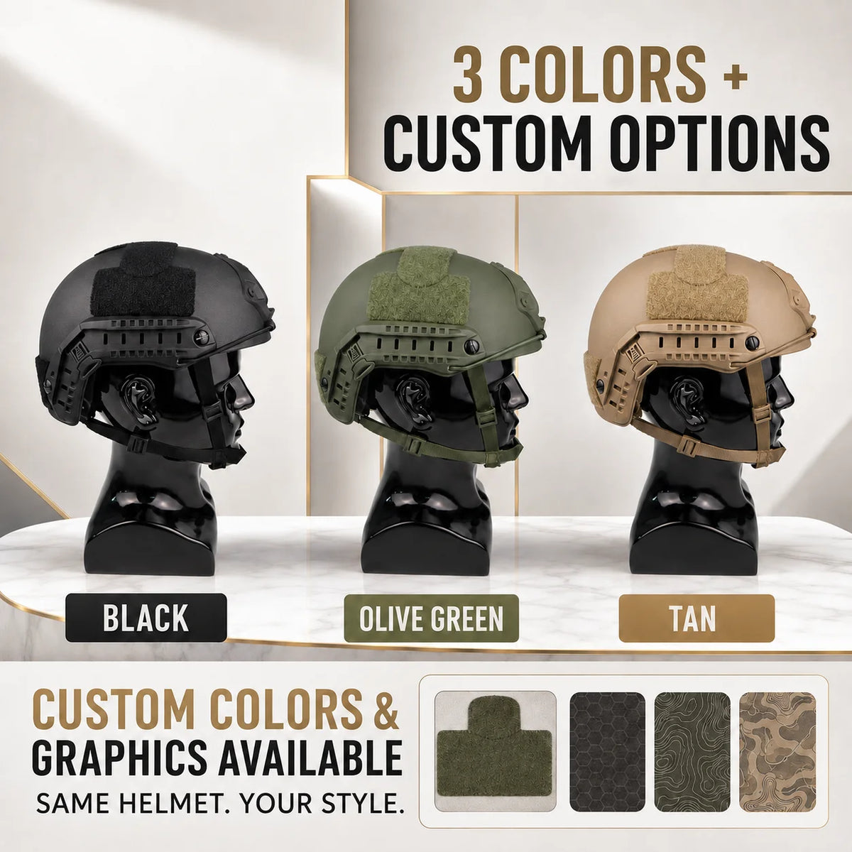 ABS FAST Style Outdoor Sports Helmet Lightweight Headgear with Adjustable Inner Liner Side Rail for Training