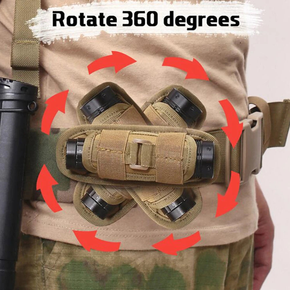 Tactical Flashlight Cover Nylon Case for Flashlight Belt Holster Holder For Duty Belt Hunting 360 Degree Flashlight Tool Pouch