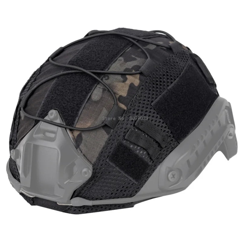 Tactical Helmet Cover Camo Cloth Cover Airsoft Fast Helmet Nylon Loops & Shock Cord for Military-Without Helmet Fit for Airsoft