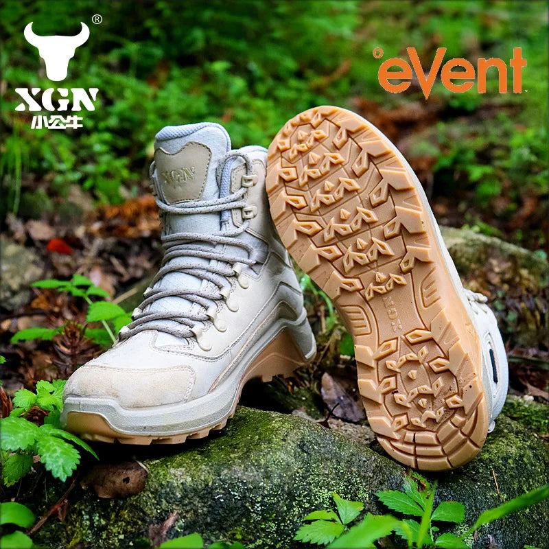 XGN Cowhide Outdoor Hiking shoes Men EVENT waterproof women trekking Sneakers hunting Boots Tactical Desert Combat travel Boots