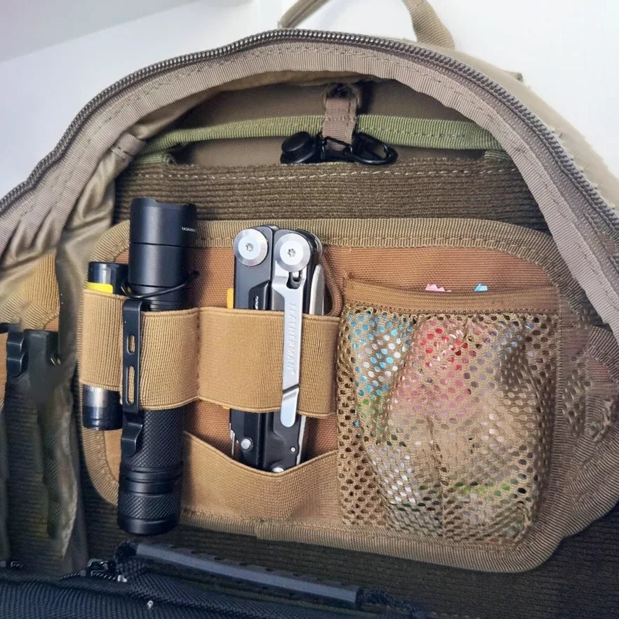 Modular Hook Loop Panel EDC Organizer,Inner Separation Pouch for Hunting Cambing Accessories Utility Tools Organizer Board