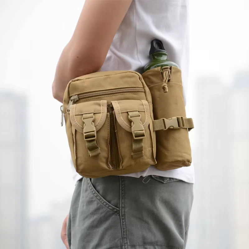 Tactical Waist Belt Bag Nylon Outdoor Fanny Pack Hiking Camping Hunting Water Bottle Holder Phone Pouch Running Sport Waist Pack