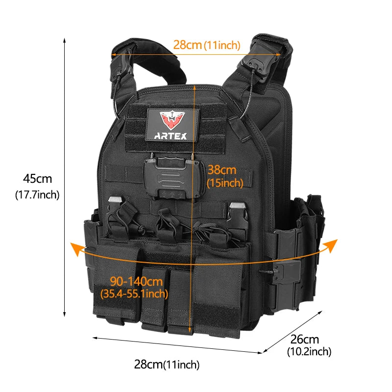 ARTEX8026 multi-functional tactical vest is a new high-end protective vest that can be quickly removed