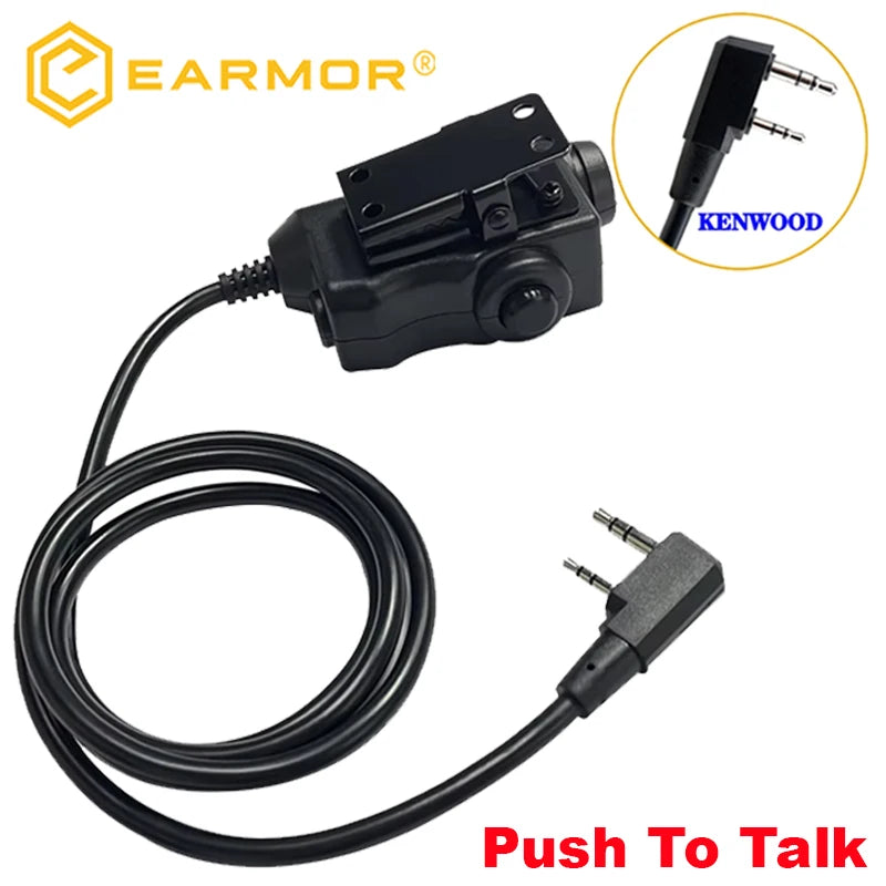 EARMOR M51 Push-To-Talk PTT Adapter Airsoft Tactical Headset Kenwood (for Baofeng) Plug Tactical Headset Accessory