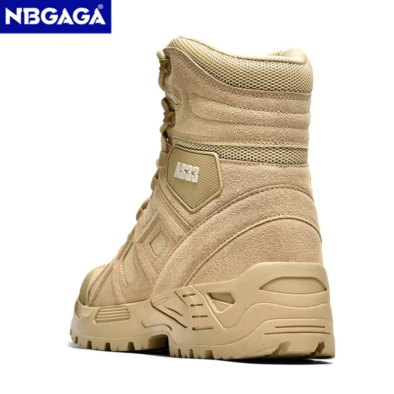 Outdoor Men's Tactics Combat Training Boots Anti Slip and Wear-resistant Off-Road Sports Hiking Shoes Fishing Hunting Sneakers