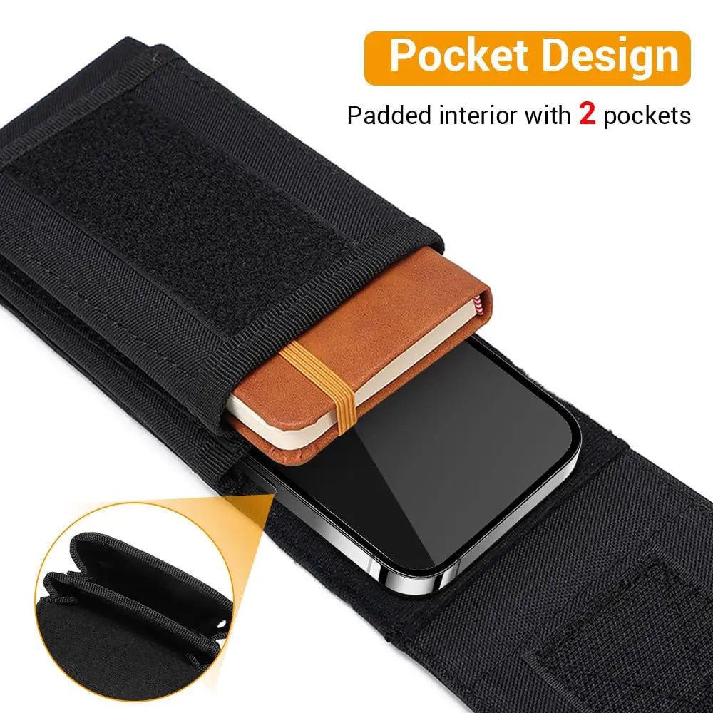Tactical Molle Phone Pouch Double-Layer Utility Tool Pouch with Hook&Loop Fastener Belt Pouch for Outdoor Camping