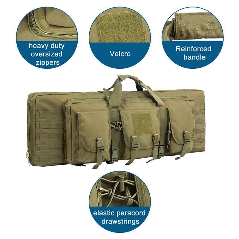 LQARMY 81 97 106 122cm Tactical Gun Bag Double Rifle Case  Molle Rifle Bag Sniper Airsoft Gun Case Backpack Hunting Gun Holster