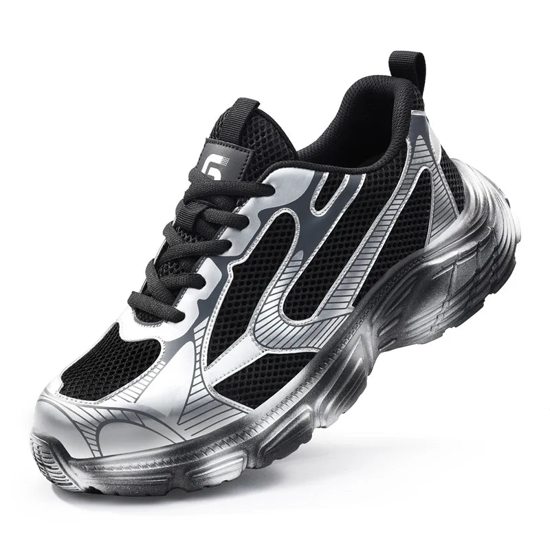 New 2025 Fashion Breathable Summer Men Work Safety Shoes Lightweight Sneakers Indestructible Anti Puncture Male Footwear