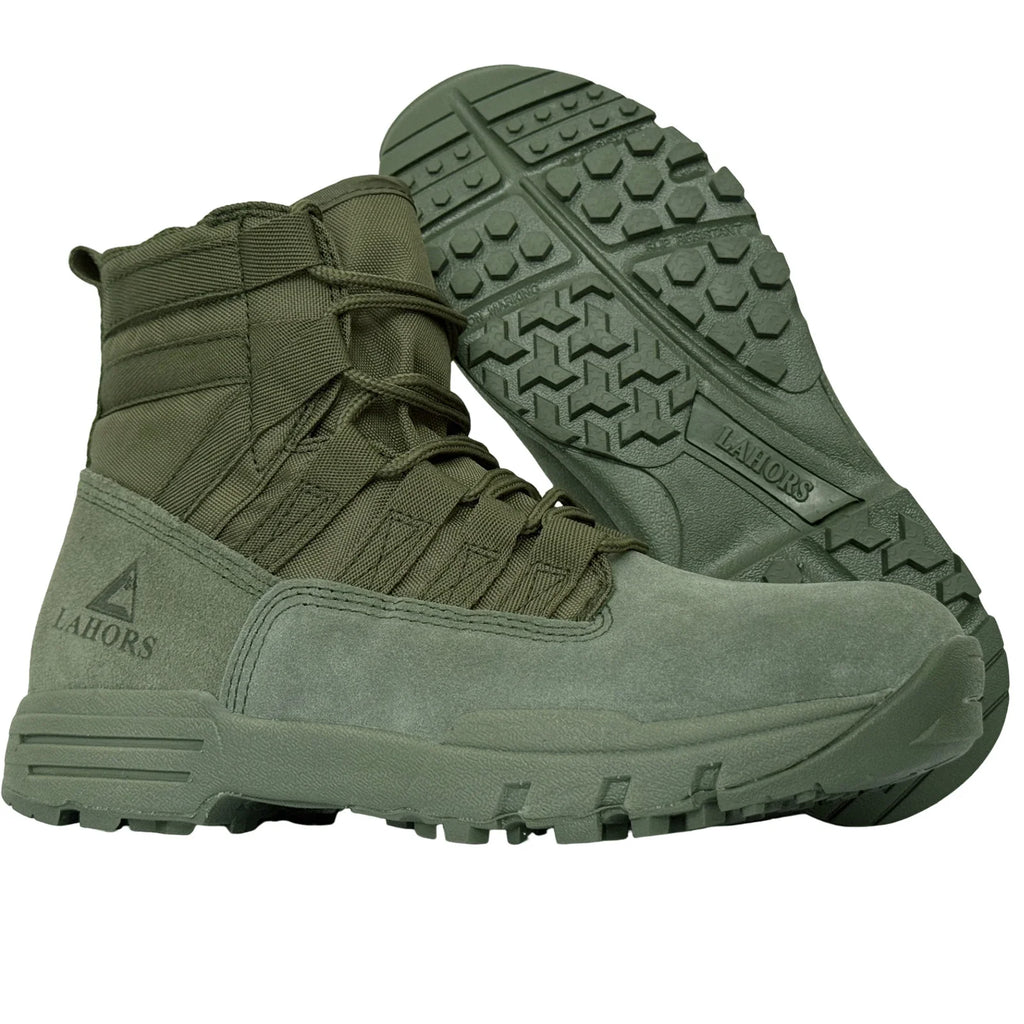 LAHORS® 6 Inch Lightweight Suede Leather Tactical Combat Boot Men Outdoor Hiking Desert Army Shoes Breathable Male Ankle Boots