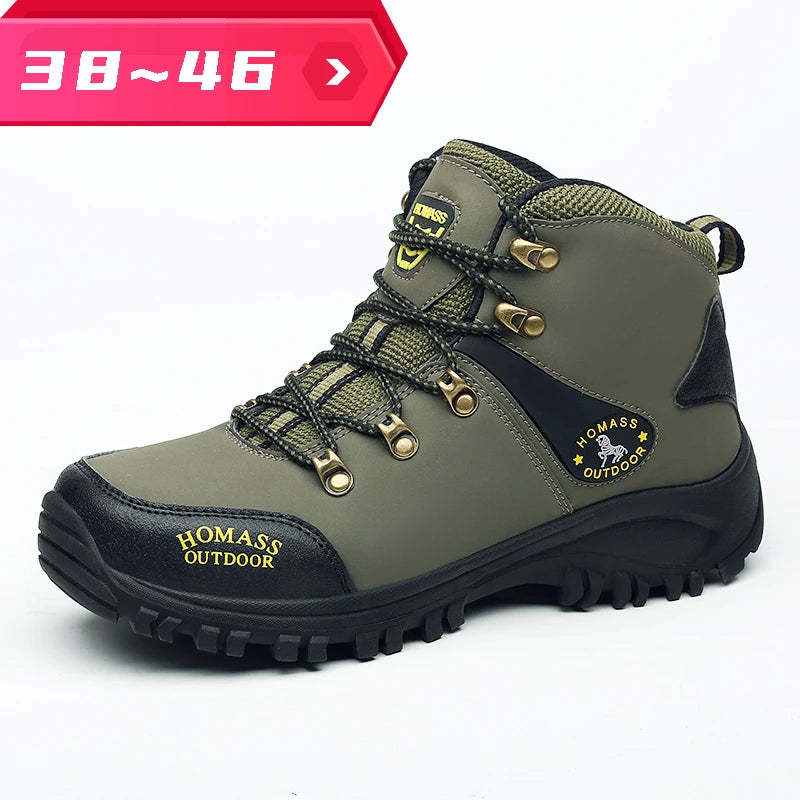 Men's Summer Mountaineering Shoes Waterproof Leather Sneakers Warm Men's Boots Outdoor Hiking Boots Work Shoes Zapatillas Hombre