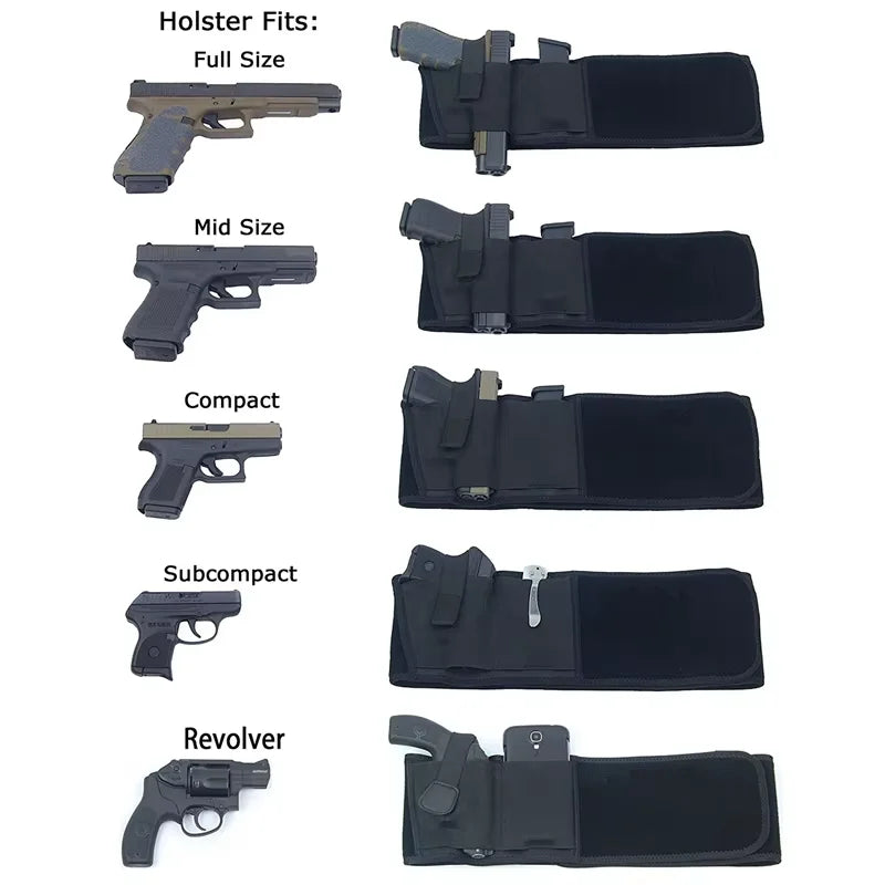 Tactical Hidden Holster Portable Belly Gun Holster Concealed Carry Waist Band Belt for Outdoor Hunting Shooting Defense Holster
