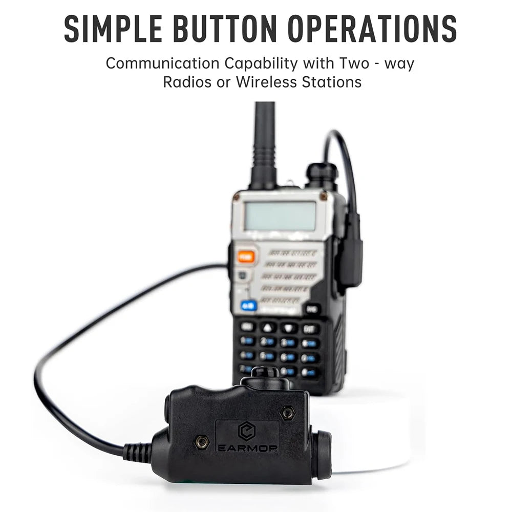 EARMOR Tactical PTT Tactical Headset Button activated push-to-talk PTT adapter M51 KENWOOD,BAOFENG  interface
