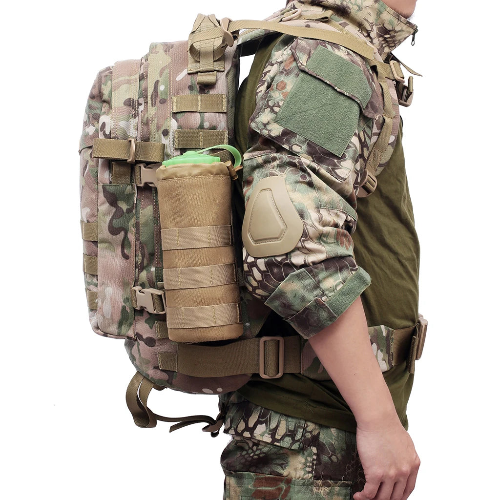 Tactical Molle Water Bottle Bag,Nylon Kettle Pouch,Canteen Holder,Drawstring Pouch Bag ,Camping Cycling,Outdoor Hunting,Hiking