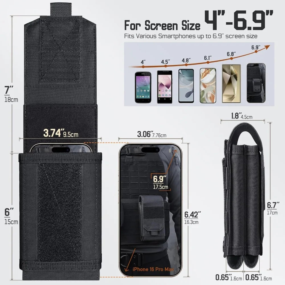 Double Layer Cell Phone Pouch Tactical Waist Bag with Embroidered Patch EDC Belt Holder Outdoor Camping