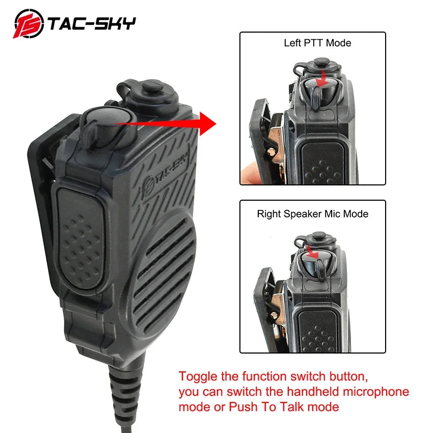 TS TAC-SKY Handheld Microphone Ptt with 3.5mm，7.0mm Jack for Tactical Headset COMTAC Shooting Headphones for Baofeng Walkie-tal