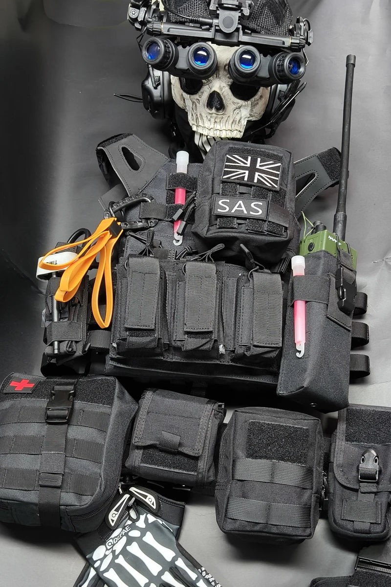 Call of Duty 19 Complete Set of Tactical Equipment Night Raid Ghost Airsoft Cosplay Prop with Vest Hemlet Belt Set for CS Gaming