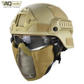 AQzxdc Mich 2000 Style ACH Tactical Helmet with Foldable Ear Protection Dual Straps Half Face Mesh Mask - Goggles for Paintball