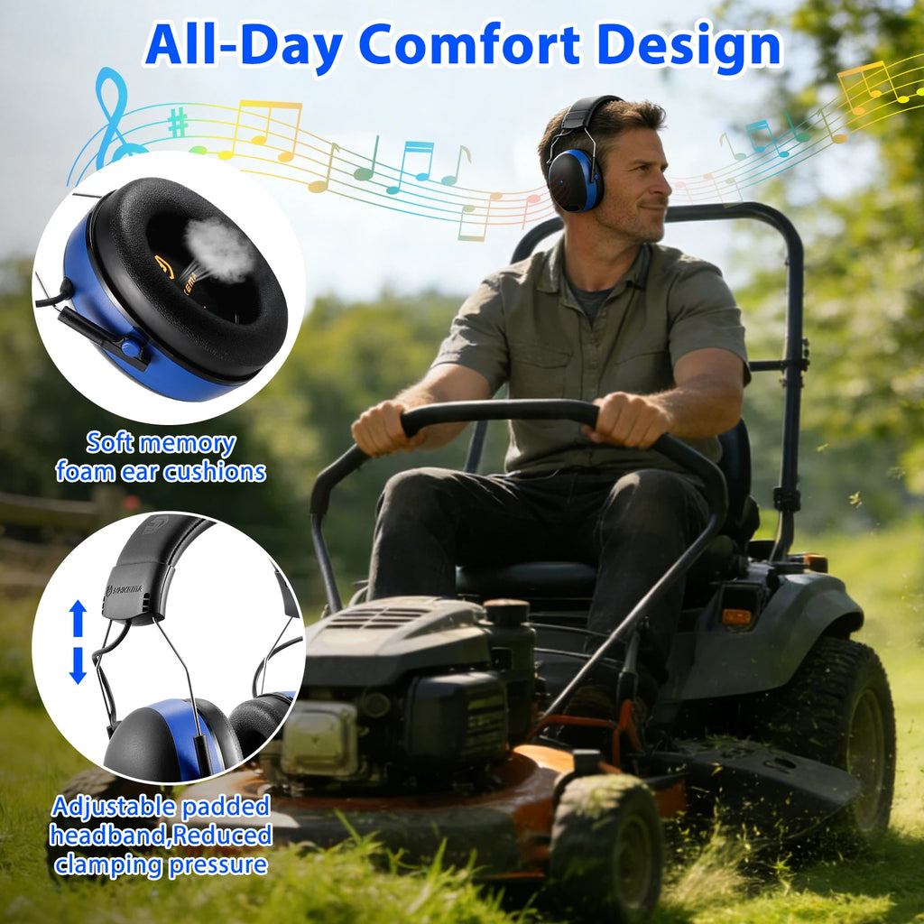 YAKEMA Hearing Protection Headphones with Bluetooth Rechargeable Noise Reduction Safety Ear Muffs Wireless Hearing Protector