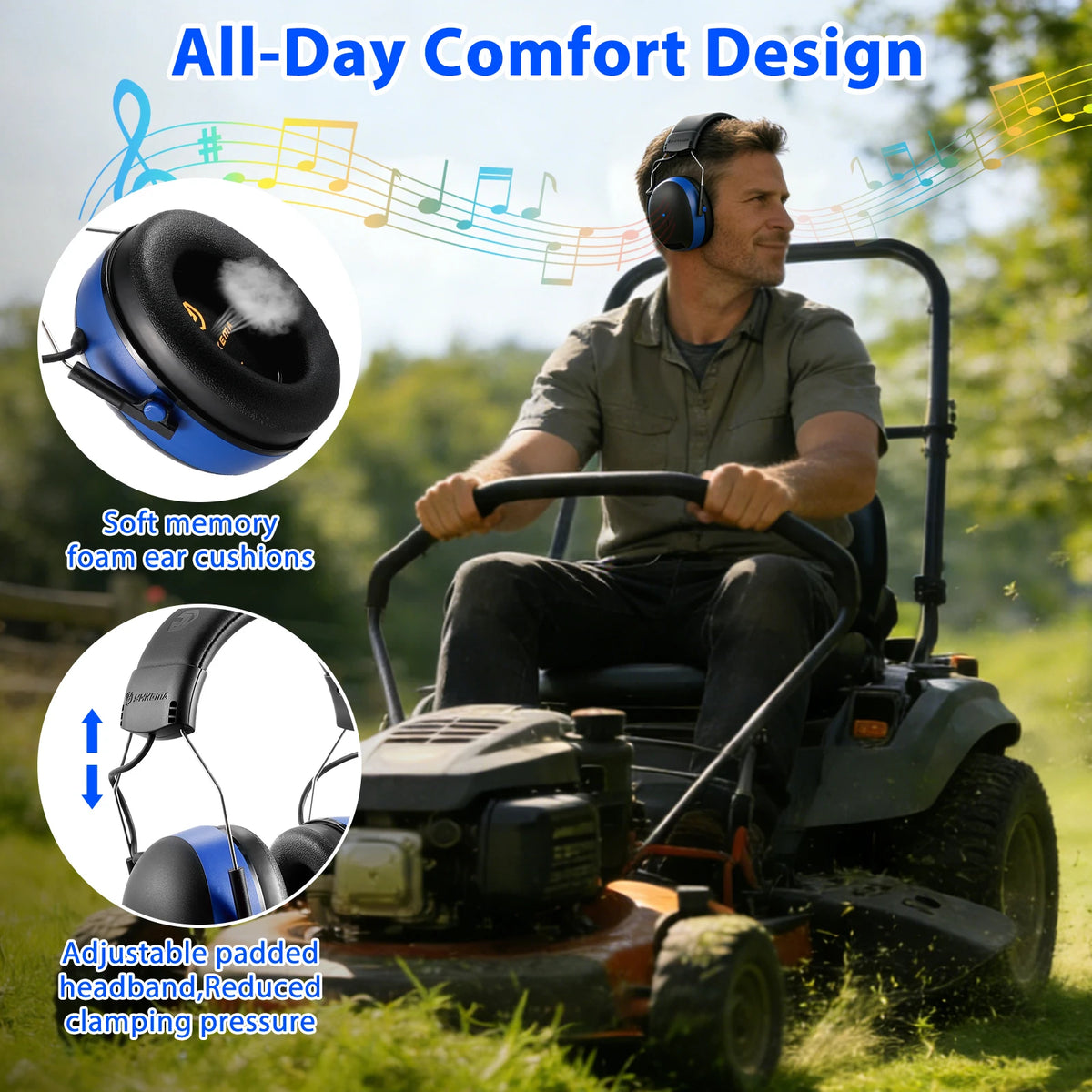 YAKEMA Hearing Protection Headphones with Bluetooth Rechargeable Noise Reduction Safety Ear Muffs Wireless Hearing Protector