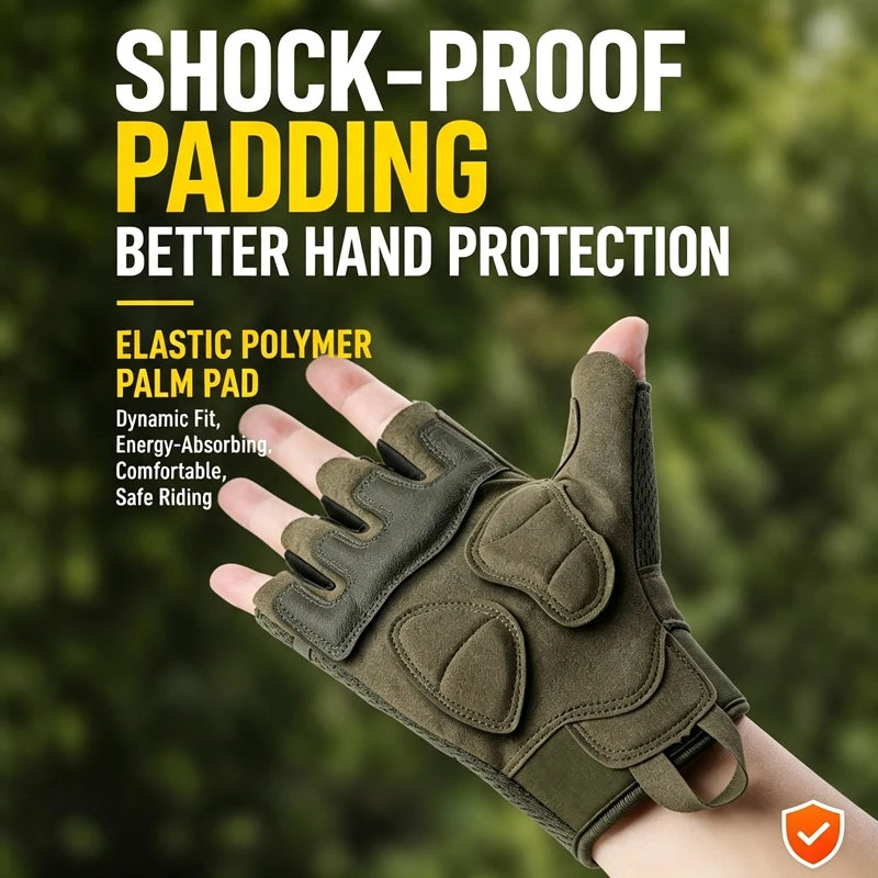 Men Tactical Half‑Finger Gloves Breathable Shock Absorbing Anti‑Slip Outdoor Motorcycle Cycling Climbing Protective Gloves
