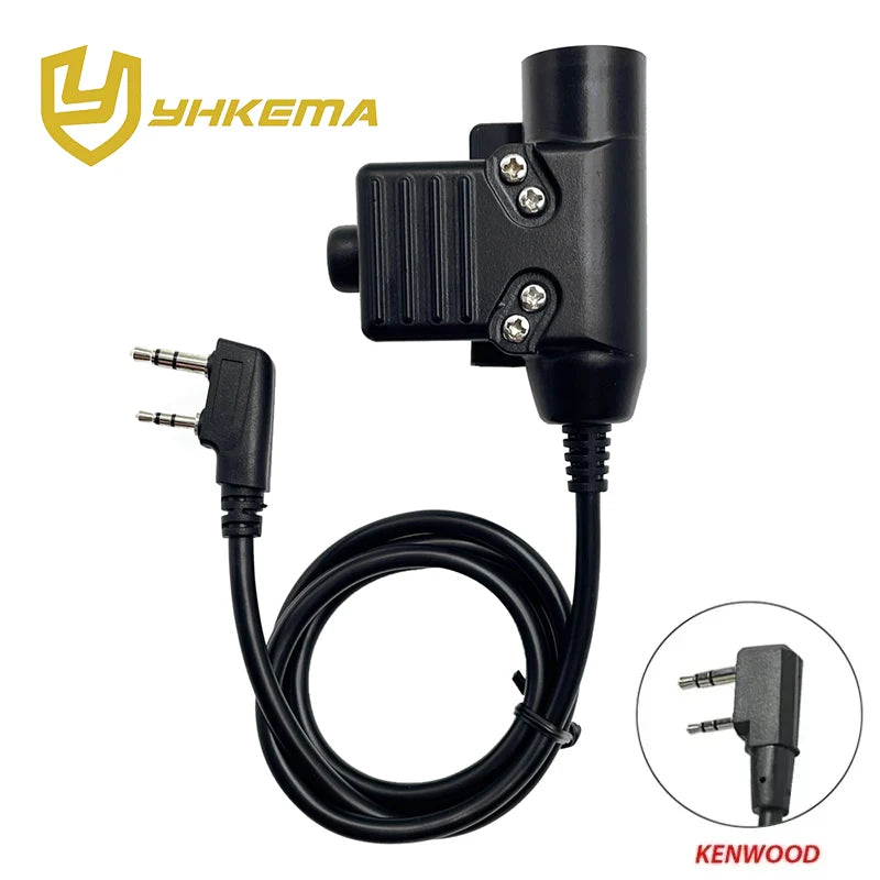 Original YHKEMA U94 PTT Adapter Airsoft Tactical Headset Kenwood(for baofeng) Plug Tactical Headset Accessory