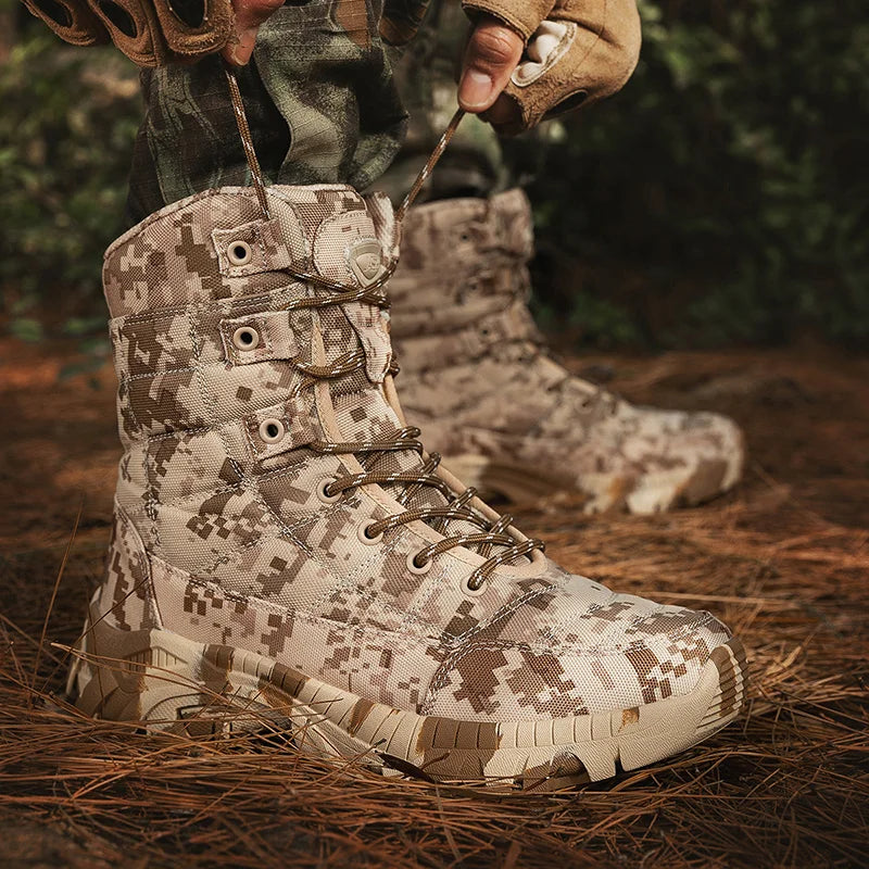 Men Tactical Boots Waterproof Army Work Climbing Hiking Shoes Training Motorcycle Hunting Safety Unisex Desert Boot High Quality