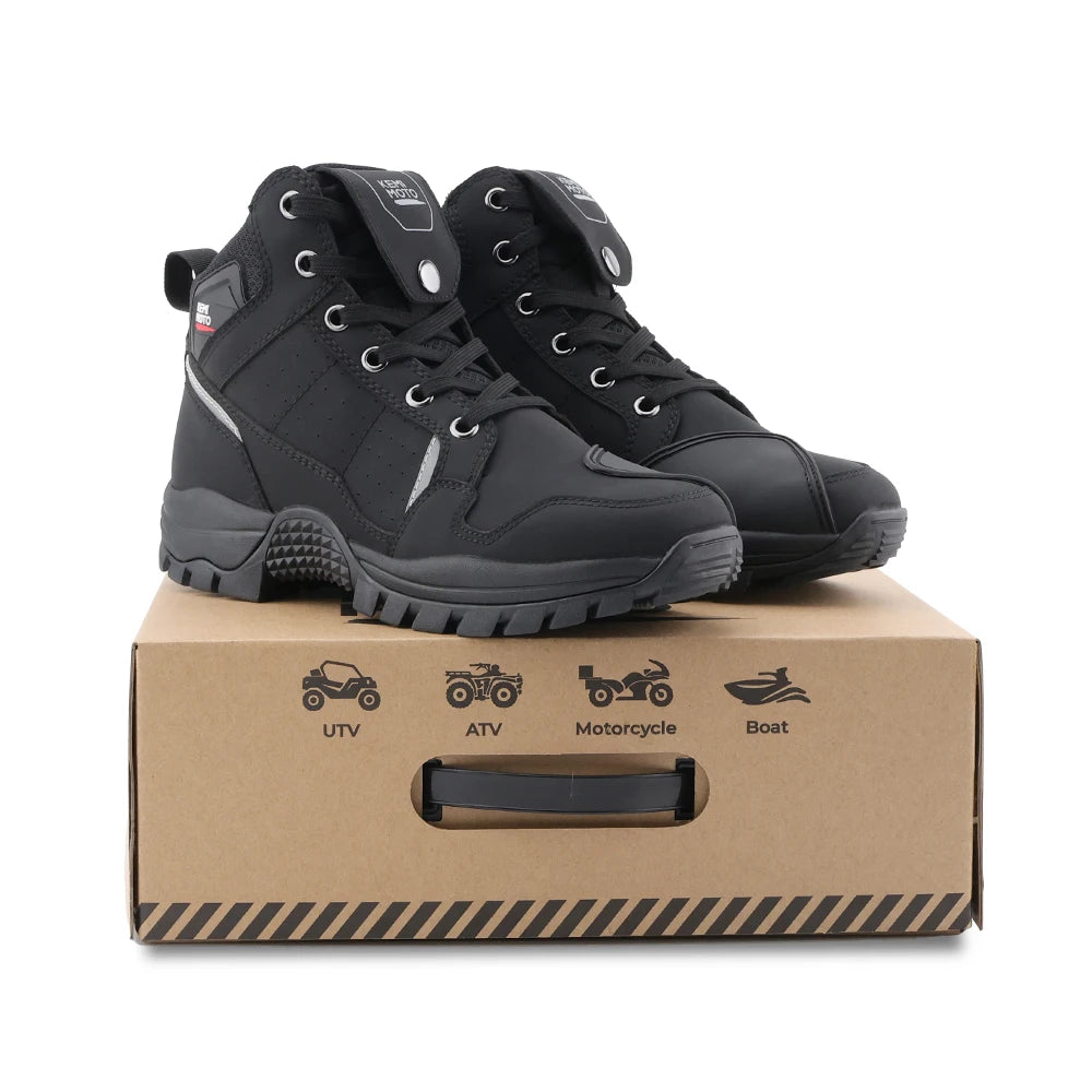Motorcycle Waterproof Shoes for Men Outdoor Boots Soft Comfortable Lining Breathable Ankle Protection Anti-Slip Riding Camping