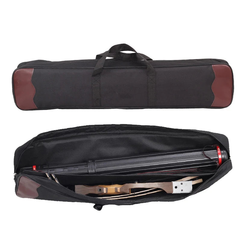 Recurve Bow Bag  Hand & Shoulder Carry Double Layer Outdoor Archery Storage Case
