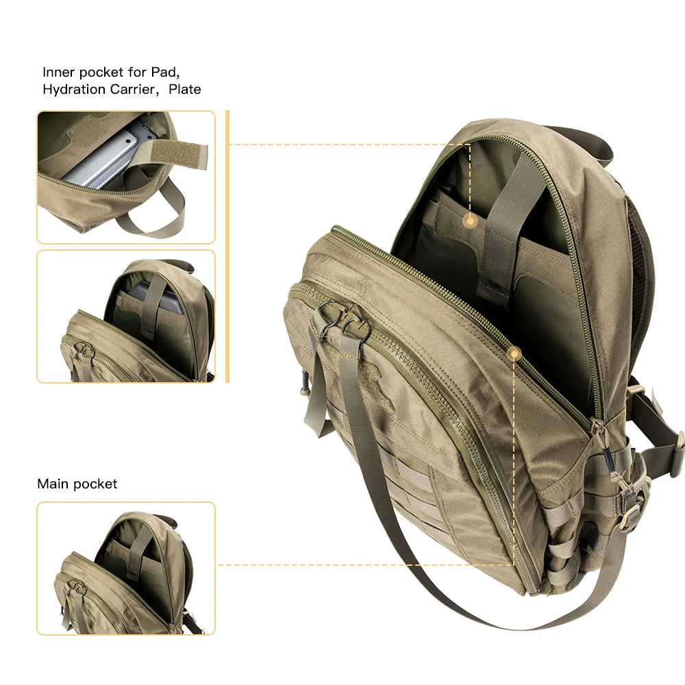 20L Tactical Backpack Vest Dual Purpose Molle Plate Carrier Bag Backpack Nylon Hiking Rucksack  with Vests Outdoor Backpacks